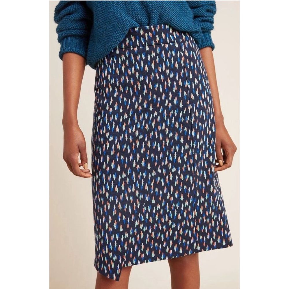 Anthropologie Blue and White Pencil Skirt